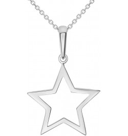 14k White Gold Open Star Charm Pendant Necklace 16.0 Inches $72.50 Necklaces