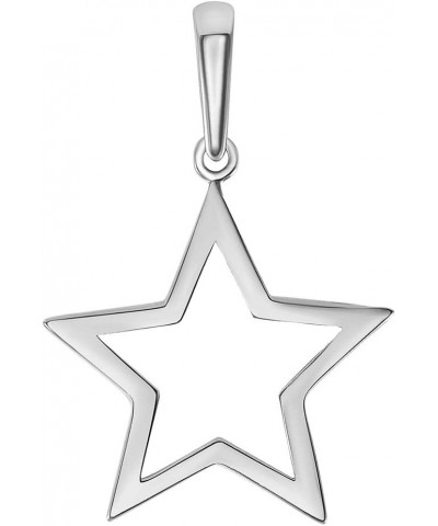 14k White Gold Open Star Charm Pendant Necklace 16.0 Inches $72.50 Necklaces