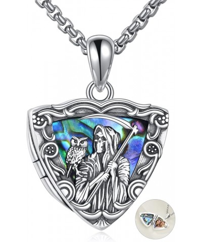 Santa Muerte/Saint Michael Necklace for Men Women 925 Sterling Silver Santa Muerte Pendant Necklace Warrior Protect Us Amulet...