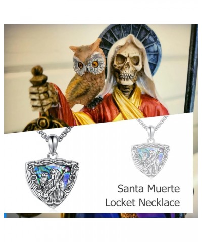 Santa Muerte/Saint Michael Necklace for Men Women 925 Sterling Silver Santa Muerte Pendant Necklace Warrior Protect Us Amulet...