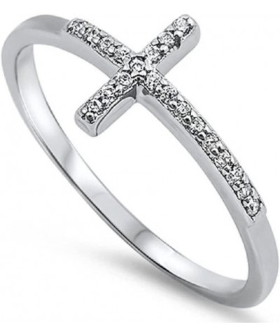 Fashion Women White Sapphire 925 Sterling Silver Cross Ring Wedding Jewelry New 7 $6.75 Bracelets