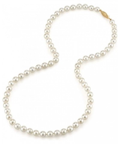 White Akoya Saltwater Cultured Pearl Necklace for Women in 18 Inch Length with 14K Gold and AAA Quality - Yellow Gold 5.5-6.0...