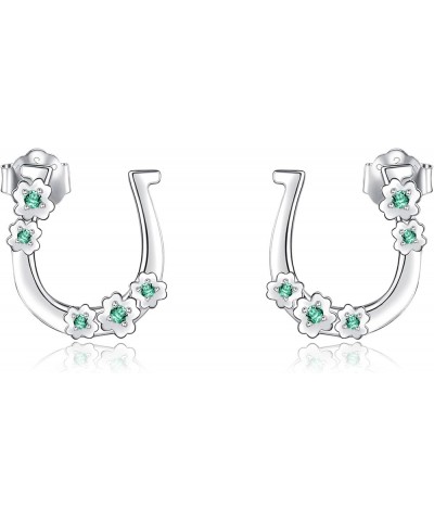 Horseshoe Earrings 925 Sterling Silver Sunflower Horseshoe Studs Jewelry for Women Girls Horseshoe Stud $10.66 Earrings