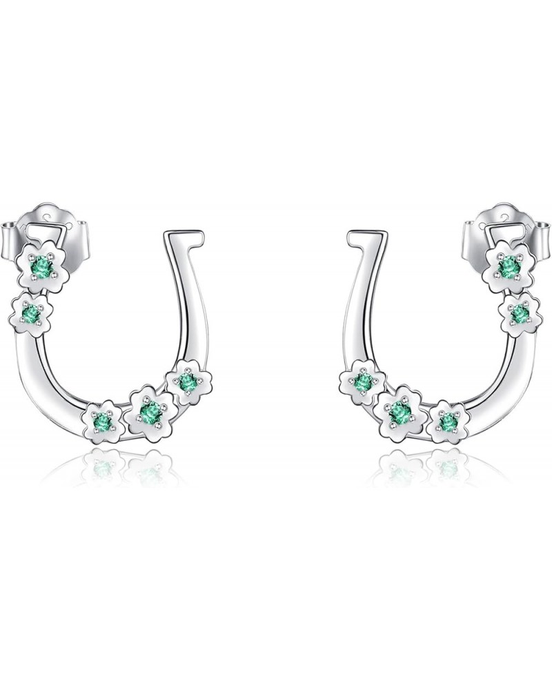 Horseshoe Earrings 925 Sterling Silver Sunflower Horseshoe Studs Jewelry for Women Girls Horseshoe Stud $10.66 Earrings