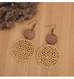 Trendy Hollow Out Circle Leather Earrings for Women - Boho Dangling Lightweight Statement Jewelry Dark Grey Circle $7.79 Earr...