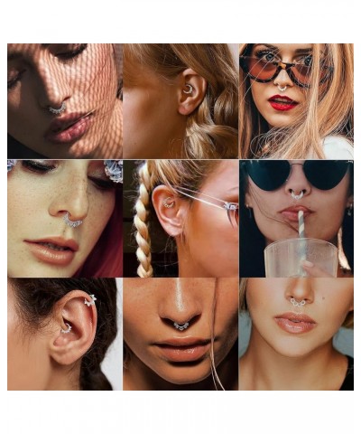 12Pcs 16G Stainless Steel Septum Rings for Women Hoop Nose Rings Septum Piercings CZ Cartilage Helix Tragus Hoop Daith Earrin...