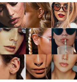 12Pcs 16G Stainless Steel Septum Rings for Women Hoop Nose Rings Septum Piercings CZ Cartilage Helix Tragus Hoop Daith Earrin...