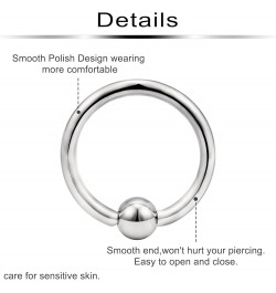 G23 Titanium PA Ring Captive Bead Rings Spring Action BCR Ball Rings 00G 0G 2G 4G 6G 8G 12G Pierced Body Jewelry for Women 2P...