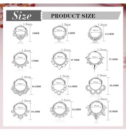 12Pcs 16G Stainless Steel Septum Rings for Women Hoop Nose Rings Septum Piercings CZ Cartilage Helix Tragus Hoop Daith Earrin...