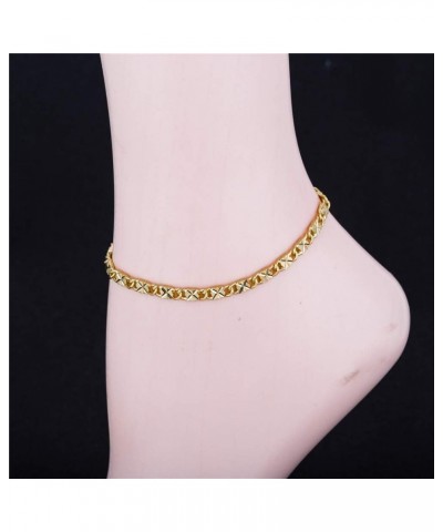 Gold Anklet Bracelets for Women Men 14K White Gold Plated Cuban Link Herringbone Paperclip Figaro Chain Ankle Bracelets for W...