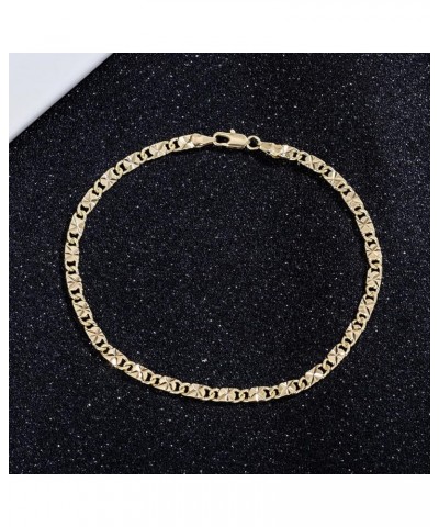 Gold Anklet Bracelets for Women Men 14K White Gold Plated Cuban Link Herringbone Paperclip Figaro Chain Ankle Bracelets for W...