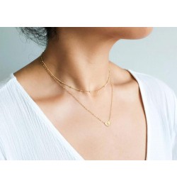 Layered Heart Initial Necklace for Women 18K Gold Plated Stainless Steel Beaded Chain Choker Necklace Personalized Tiny Lette...