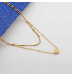 Layered Heart Initial Necklace for Women 18K Gold Plated Stainless Steel Beaded Chain Choker Necklace Personalized Tiny Lette...