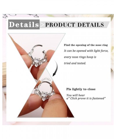 12Pcs 16G Stainless Steel Septum Rings for Women Hoop Nose Rings Septum Piercings CZ Cartilage Helix Tragus Hoop Daith Earrin...