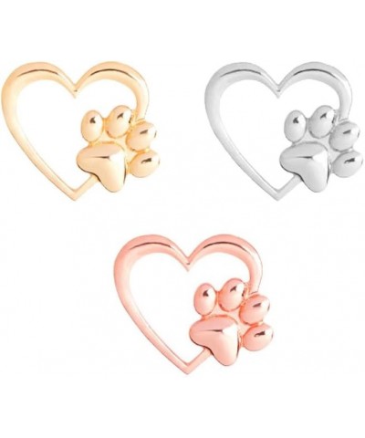 Love Heart with Dog Paw Print Sweater Coat Pin Badge Brooch gold+rose gold+silver $7.79 Brooches & Pins