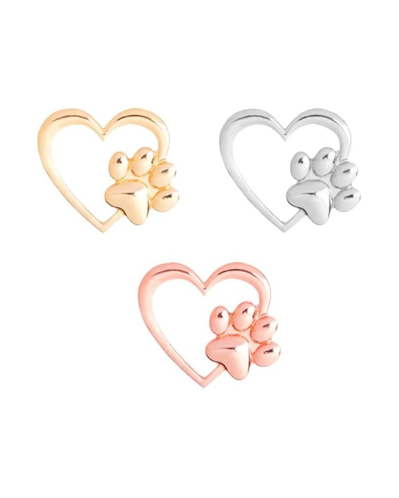 Love Heart with Dog Paw Print Sweater Coat Pin Badge Brooch gold+rose gold+silver $7.79 Brooches & Pins