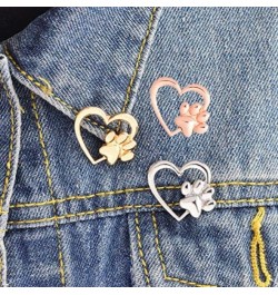 Love Heart with Dog Paw Print Sweater Coat Pin Badge Brooch gold+rose gold+silver $7.79 Brooches & Pins