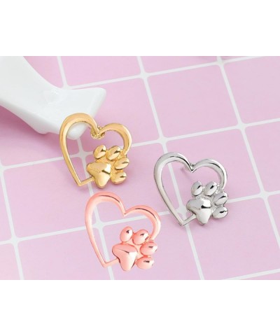 Love Heart with Dog Paw Print Sweater Coat Pin Badge Brooch gold+rose gold+silver $7.79 Brooches & Pins