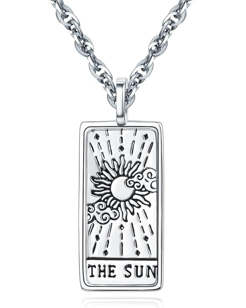 TANGPOET Tarot Cards Necklace Sterling Silver Vintage Tarot Jewelry Good Luck Amulet Pendants Birthday Gifts for Women Teens ...