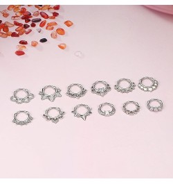 12Pcs 16G Stainless Steel Septum Rings for Women Hoop Nose Rings Septum Piercings CZ Cartilage Helix Tragus Hoop Daith Earrin...