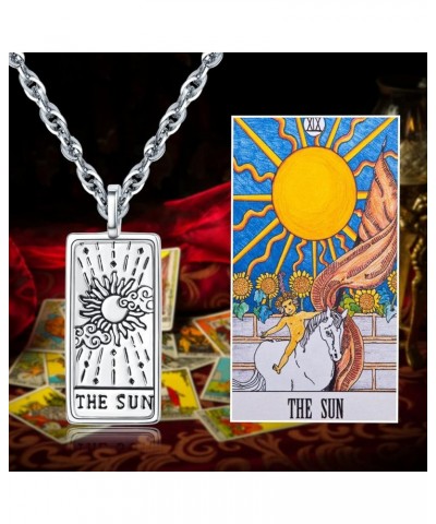 TANGPOET Tarot Cards Necklace Sterling Silver Vintage Tarot Jewelry Good Luck Amulet Pendants Birthday Gifts for Women Teens ...