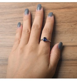 S925 Sterling Silver Gemstone Ring Split Shank Oval Shaped 8x6 mm Solitaire Engagement Promise Ring for Women Created Blue Sa...