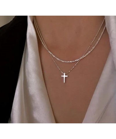 Dainty Cross Necklace for Women 14k Gold/Silver Plated Tiny Layered Cross Faith Pendant Necklace Layering Gold Choker Necklac...