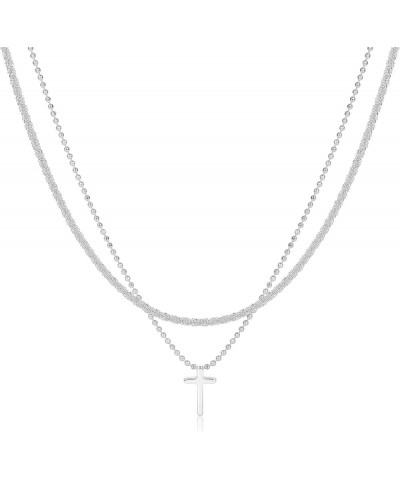 Dainty Cross Necklace for Women 14k Gold/Silver Plated Tiny Layered Cross Faith Pendant Necklace Layering Gold Choker Necklac...