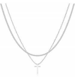 Dainty Cross Necklace for Women 14k Gold/Silver Plated Tiny Layered Cross Faith Pendant Necklace Layering Gold Choker Necklac...