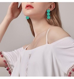 6-7 Pairs Elegant Cute Bohemian Long Flower Dangle Earrings Sets Dainty Boho Layered Floral Petal Drop Earrings Statement Mat...