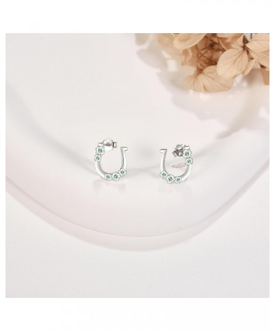 Horseshoe Earrings 925 Sterling Silver Sunflower Horseshoe Studs Jewelry for Women Girls Horseshoe Stud $10.66 Earrings