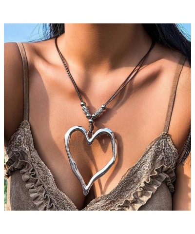 Fashion Heart Necklace Silver 925 Sterling for Women Beaded Necklace Chain Ladies Boho Love Vintage Jewelry Necklace A One Si...