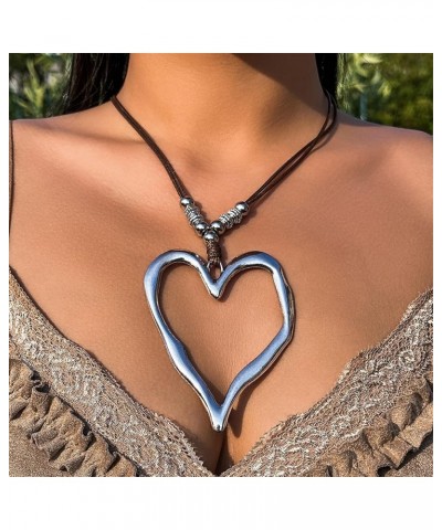 Fashion Heart Necklace Silver 925 Sterling for Women Beaded Necklace Chain Ladies Boho Love Vintage Jewelry Necklace A One Si...