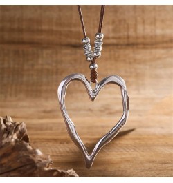 Fashion Heart Necklace Silver 925 Sterling for Women Beaded Necklace Chain Ladies Boho Love Vintage Jewelry Necklace A One Si...