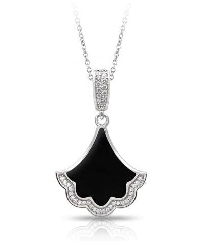 Belle Etoile Astoria Pendant Sterling Silver Pave' w Chain Genuine Onyx $82.15 Necklaces