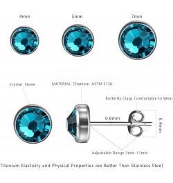 G23 Titanium Crystal Stud Earrings for Women Girls Earrings Hypoallergenic 4mm 5mm 7mm Nickel Free Earring Studs for Sensitiv...