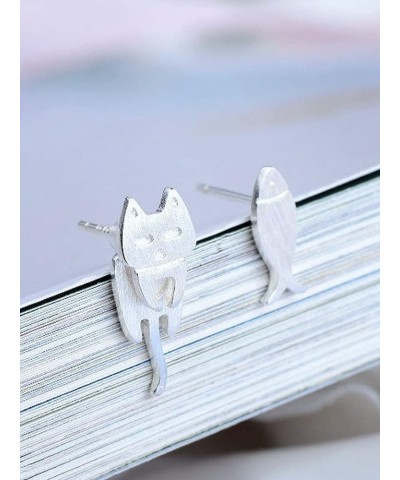 Cat Stud Earrings for Women Silver Hanging Cat Earrings for Girls Cute Animal Earrings jewelry Gift Cat Stud Earrings $6.75 E...