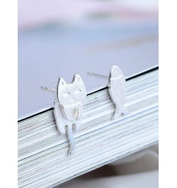 Cat Stud Earrings for Women Silver Hanging Cat Earrings for Girls Cute Animal Earrings jewelry Gift Cat Stud Earrings $6.75 E...