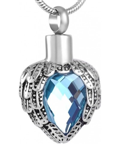 Glass Angel Wings Heart Cremation Urn Necklace Memorial jewelry for Ashes Urn Locket Pendant - Always in my heart Blue $8.33 ...