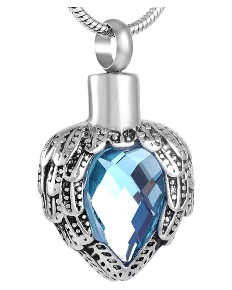 Glass Angel Wings Heart Cremation Urn Necklace Memorial jewelry for Ashes Urn Locket Pendant - Always in my heart Blue $8.33 ...