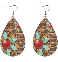 Colorful Teardrop Double Side Printed Leather Teacher Student Dangle Earrings Cute Apple Books Water Drop Leather Earrings fo...