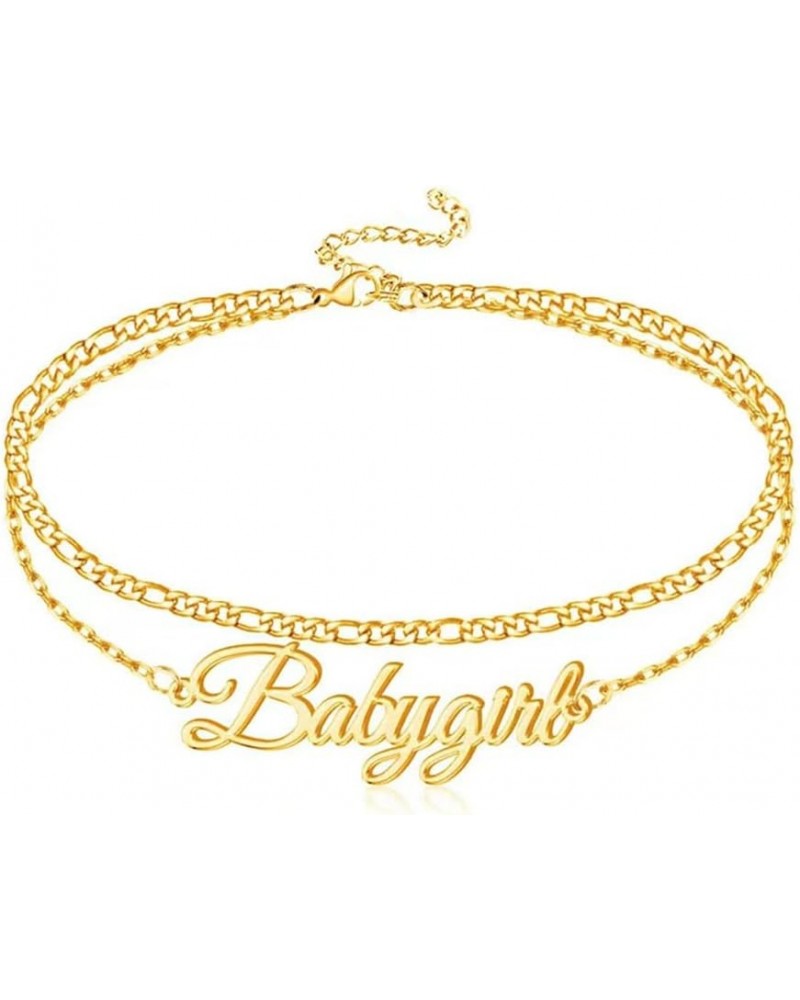 10K/14K/18K Solid Gold Personalized Name Anklet Bracelet for Women, Real Gold Customized Layered Name Bracelet Anklet Custom ...