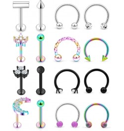 Tragus piercing jewelry 16G surgical steel Lip Piercing jewelry labret jewelry 16 Gauge Lip rings CZ Cute 8mm Monroe Madonna ...