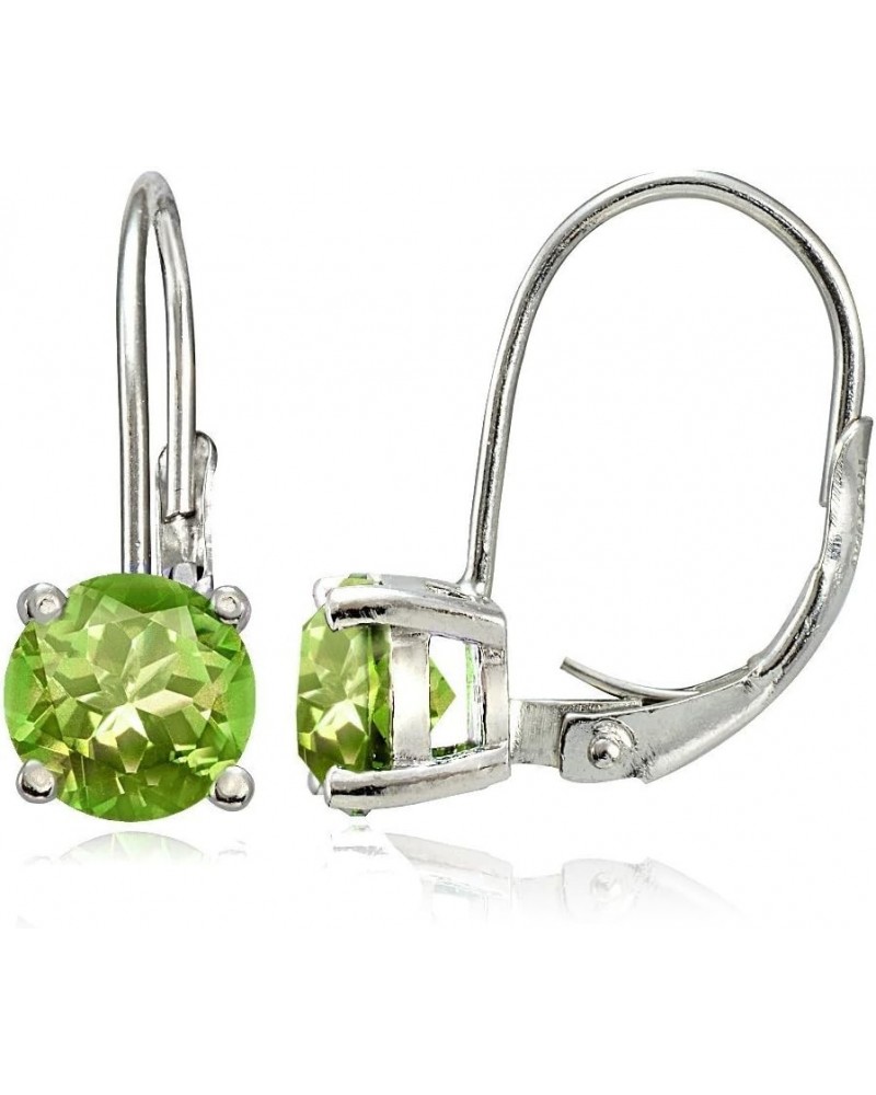 Sterling Silver Birthstone Gemstone 6mm Round Leverback Earrings August-Peridot $16.82 Earrings