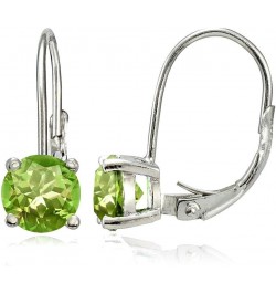 Sterling Silver Birthstone Gemstone 6mm Round Leverback Earrings August-Peridot $16.82 Earrings