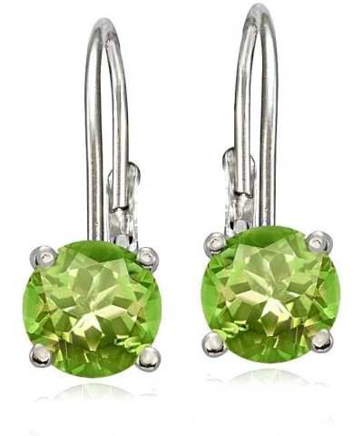 Sterling Silver Birthstone Gemstone 6mm Round Leverback Earrings August-Peridot $16.82 Earrings