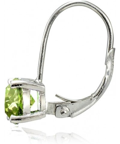 Sterling Silver Birthstone Gemstone 6mm Round Leverback Earrings August-Peridot $16.82 Earrings