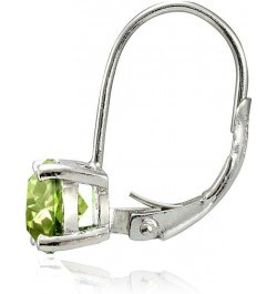 Sterling Silver Birthstone Gemstone 6mm Round Leverback Earrings August-Peridot $16.82 Earrings