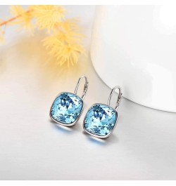 Sterling Silver Leverback Earrings Embellished with Crystals from Austria, Hypoallergenic Cushion Cut Square Crystal Earrings...