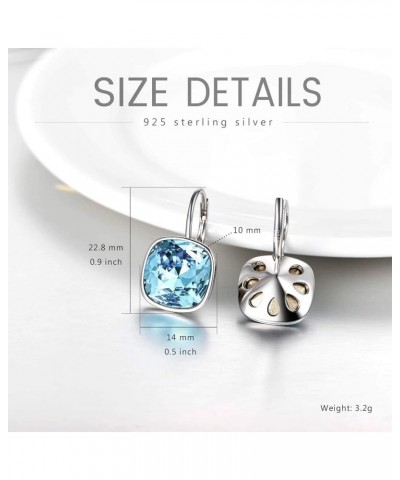 Sterling Silver Leverback Earrings Embellished with Crystals from Austria, Hypoallergenic Cushion Cut Square Crystal Earrings...